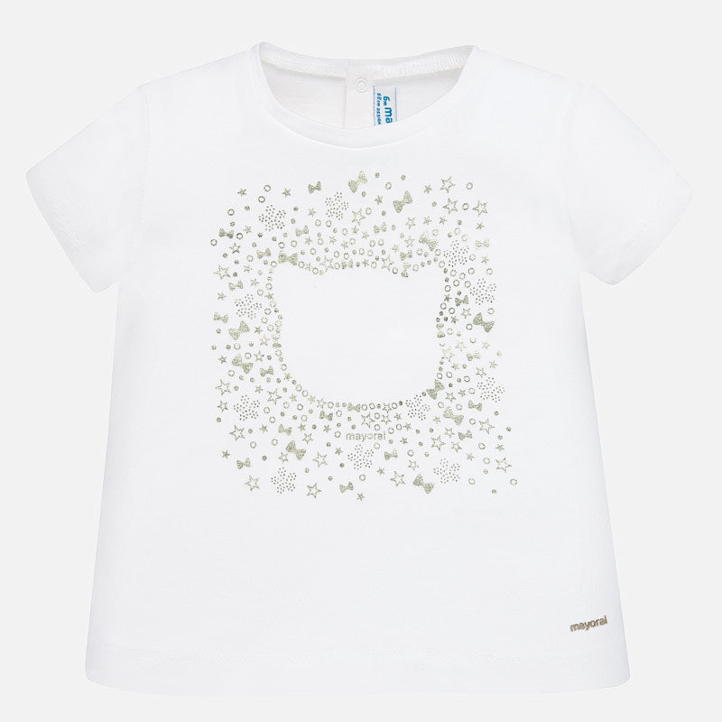 Mayoral tricou fete pentru 6-36 luni, Alb cu sclipici 105-090 01 Imagine principală a produsului