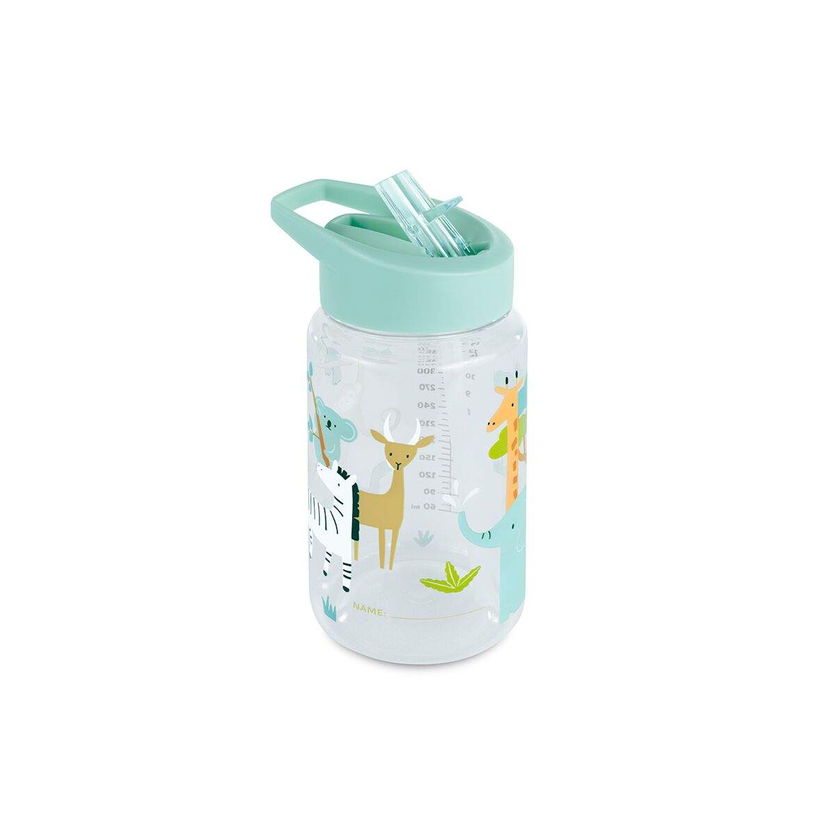 Miniland sticla de tranzitie din tritan cu pai 450 ml 6m+ Kiddie Jungle