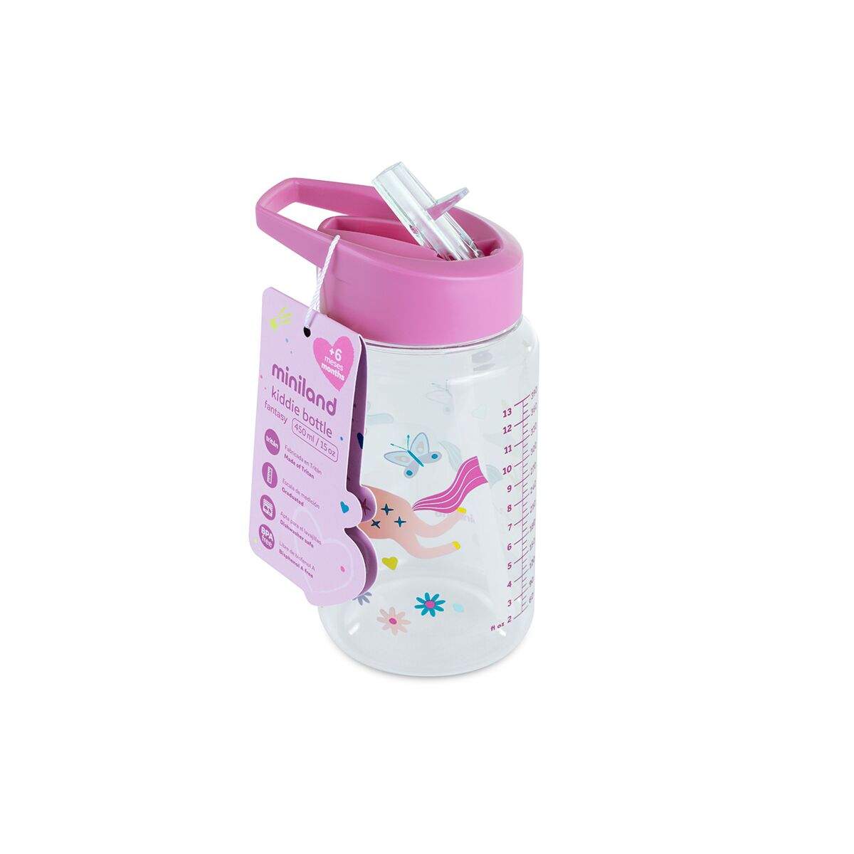 Miniland sticla de tranzitie din tritan cu pai 450 ml 6m+ Kiddie Fantasy Imagine secundară a produsului