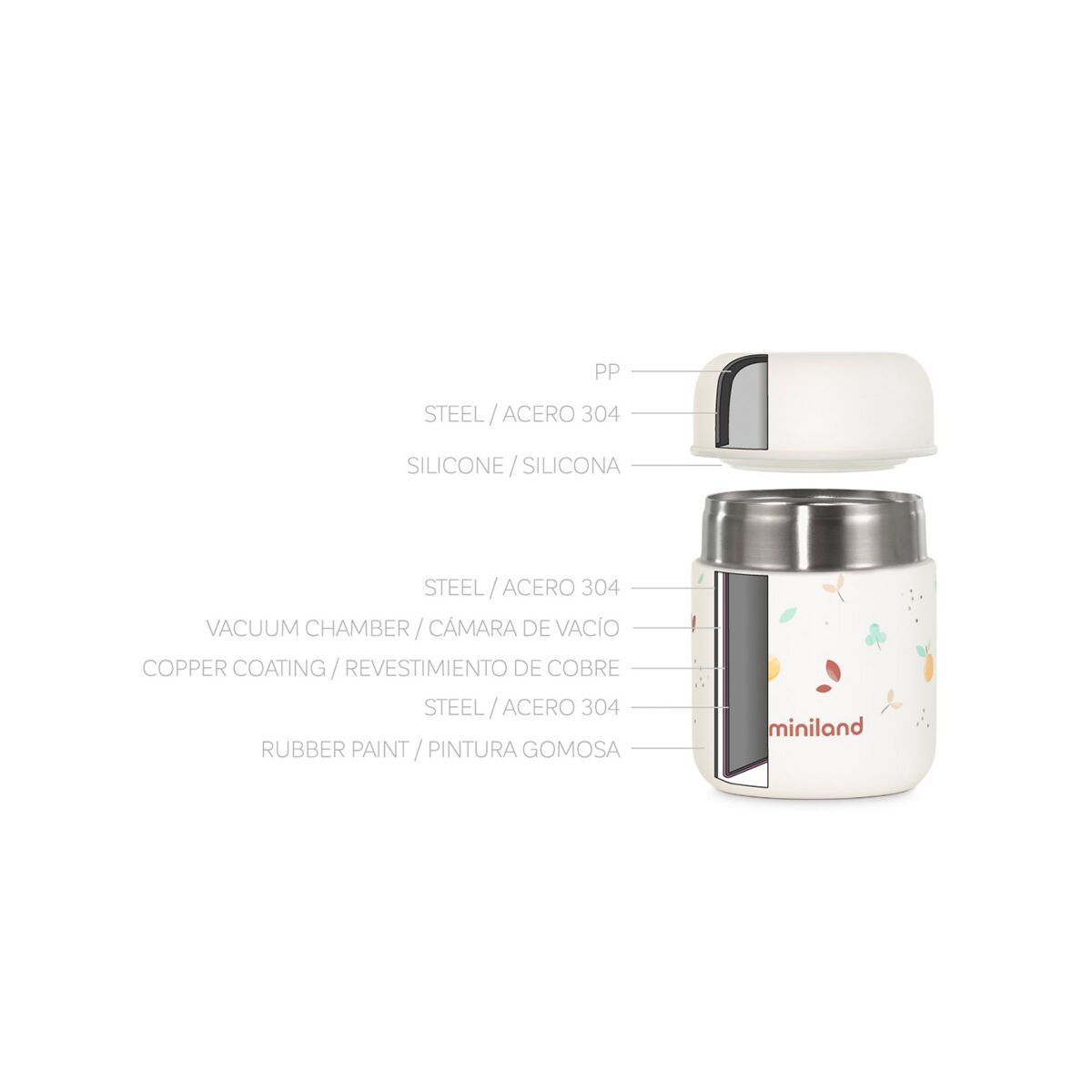Miniland termos pentru alimente 280 ml Food Thermy Mini 0m+ Roz cu veverita