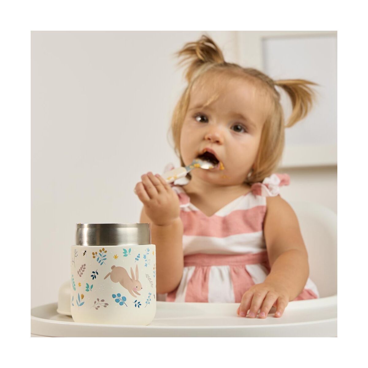 Miniland termos pentru alimente 280 ml Food Thermy Mini 0m+ Bej cu iepurasi