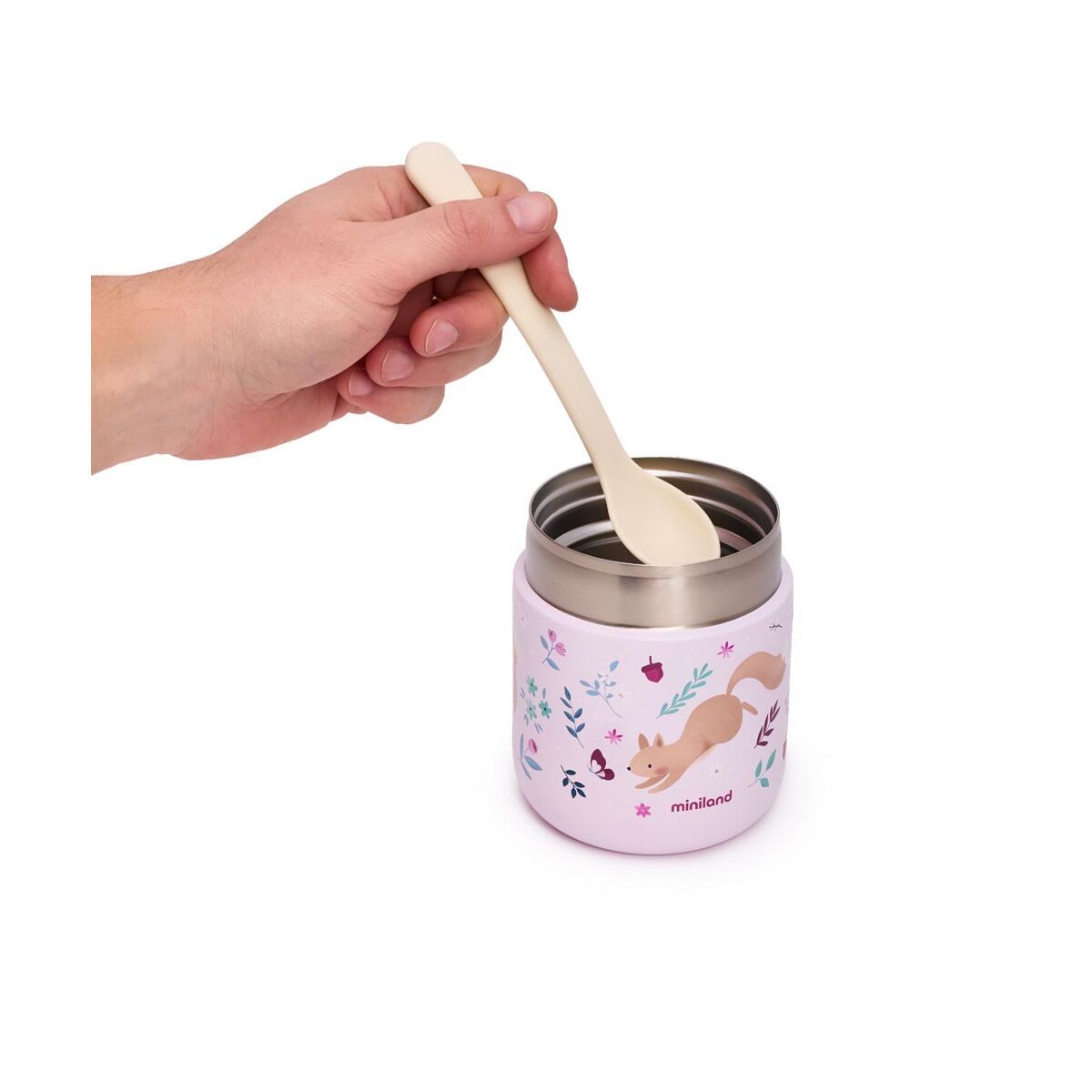Miniland termos pentru alimente 280 ml Food Thermy Mini 0m+ Roz cu veverita