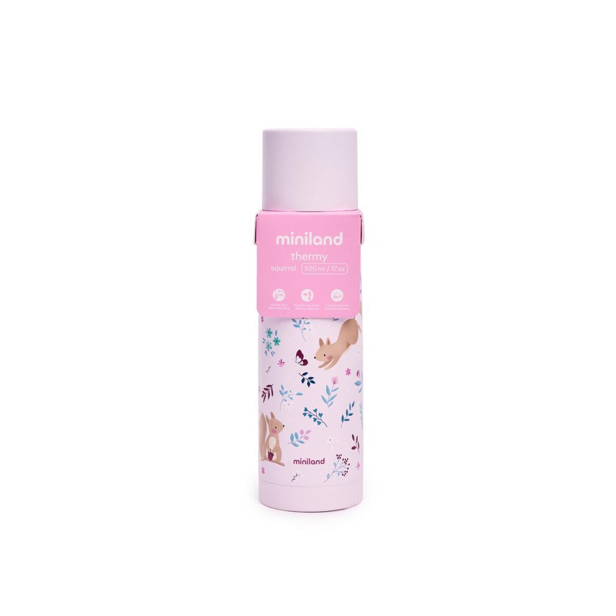 Miniland termos pentru lichide 500 ml 0m+ Roz cu veverite Imagine secundară a produsului