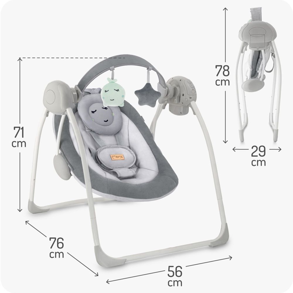 Momi balansoar electric Liss 0-9 kg, Grey