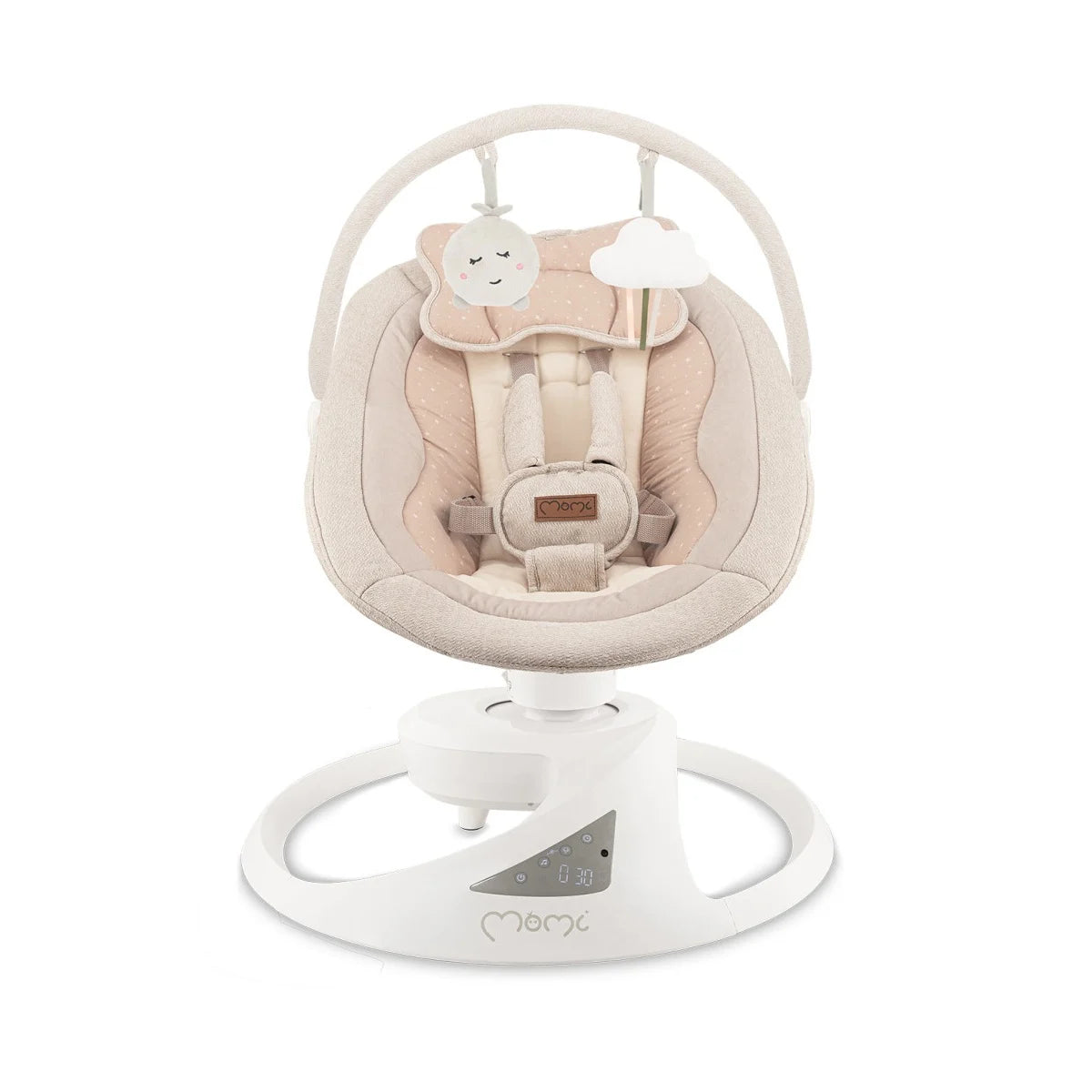 Momi balansoar electric PEARL cu sezut rotativ 360 grade 0-9 kg Beige