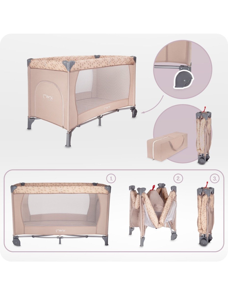 Momi patut pliabil 60x120 cm Belove 0m+ Beige