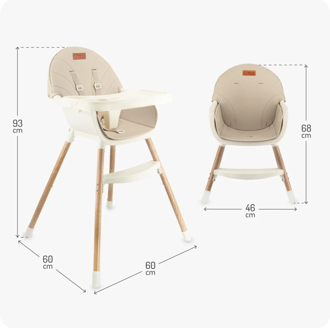 Momi scaun de masa REKI cu piele ecologica 6m+ Beige