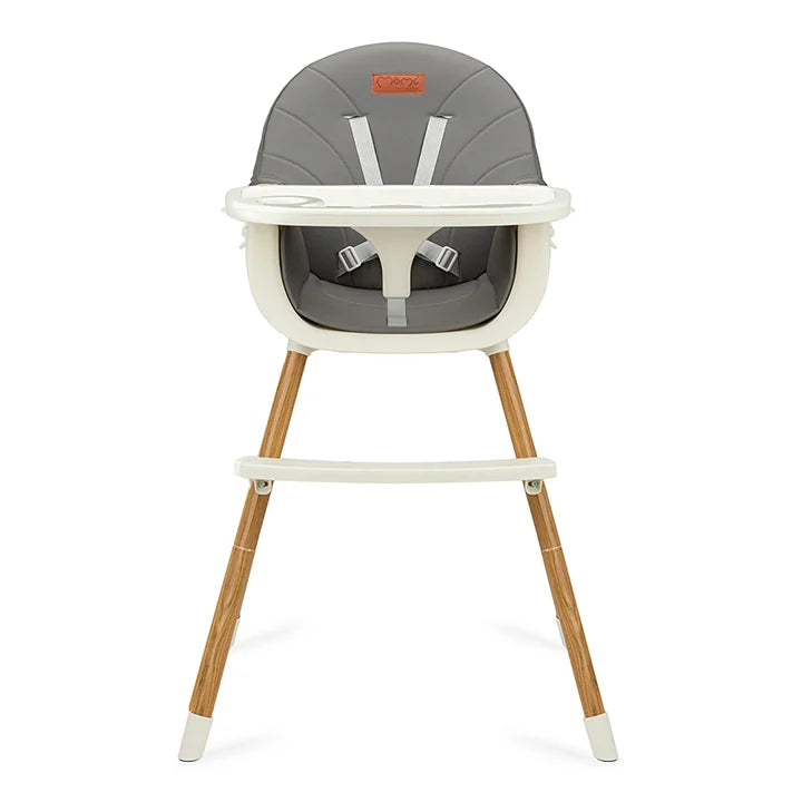 Momi scaun de masa REKI cu piele ecologica 6m+ Dark Grey