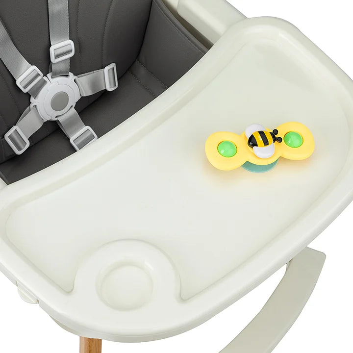 Momi scaun de masa REKI cu piele ecologica 6m+ Dark Grey