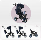 Momi tricicleta multifunctionala Ivi 3in1 cu scaun reversibil 9m+ Navy Blue