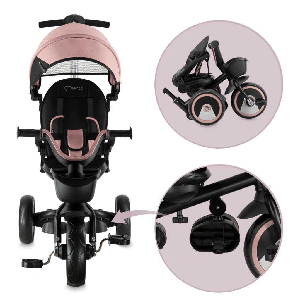 Momi tricicleta multifunctionala Ivi 3in1 cu scaun reversibil 9m+ Pink