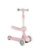 Momi trotineta DEBE transformabila cu sezut pliabil si lumini LED 2 ani+ Pink
