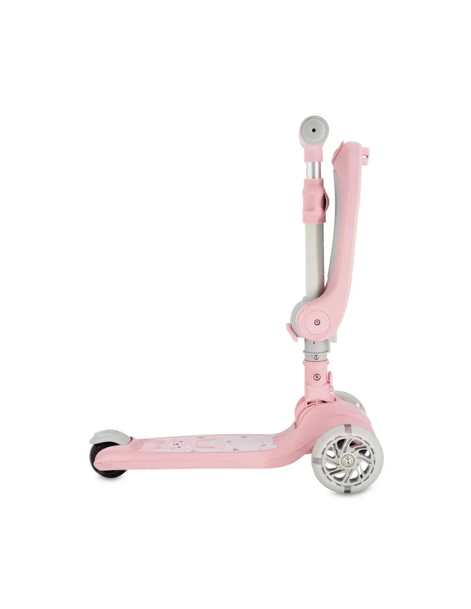 Momi trotineta DEBE transformabila cu sezut pliabil si lumini LED 2 ani+ Pink