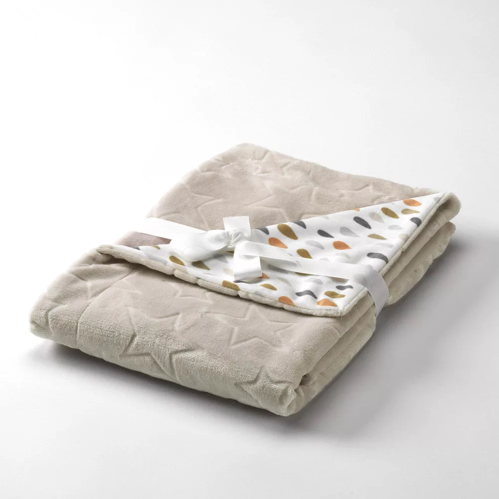 Mora patura cu doua fete Baby Galaxy 80x110 cm pentru 0m+, Beige