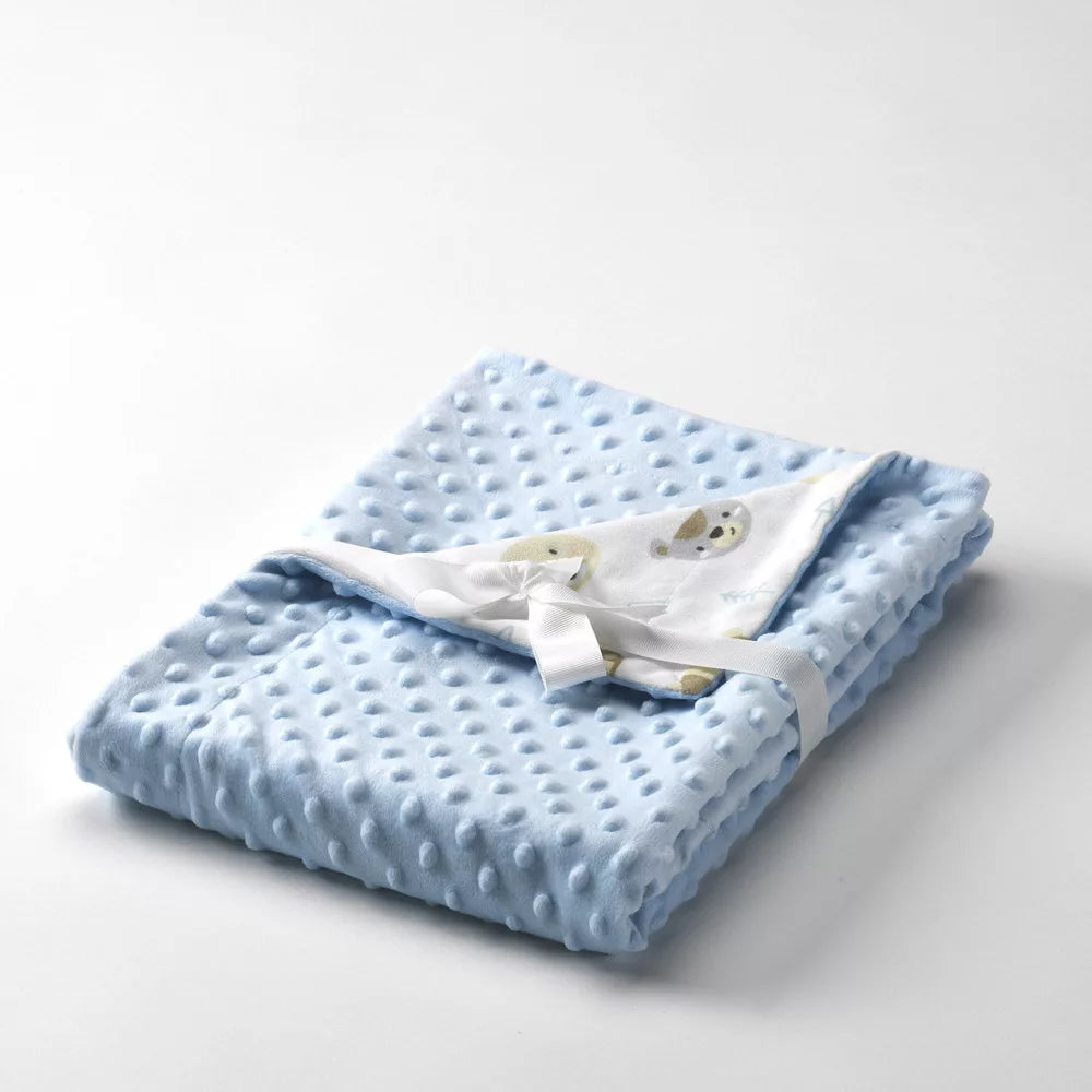 Mora patura cu doua fete Dubidu 80x110 cm pentru 0m+, Azul