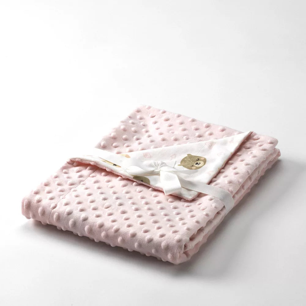 Mora patura cu doua fete Dubidu 80x110 cm pentru 0m+, Rosa