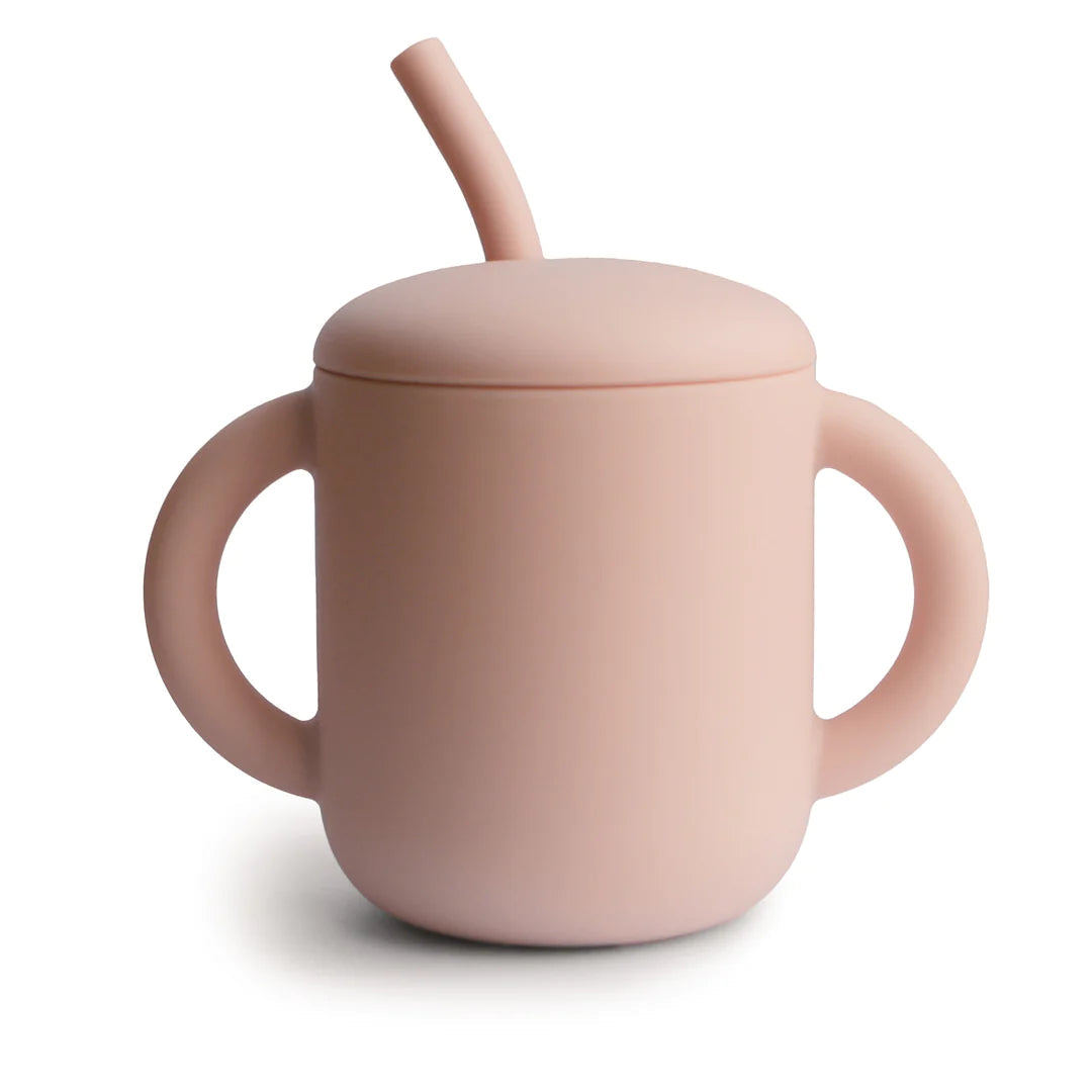 Mushie canita cu capac, maner si pai 6m+Blush