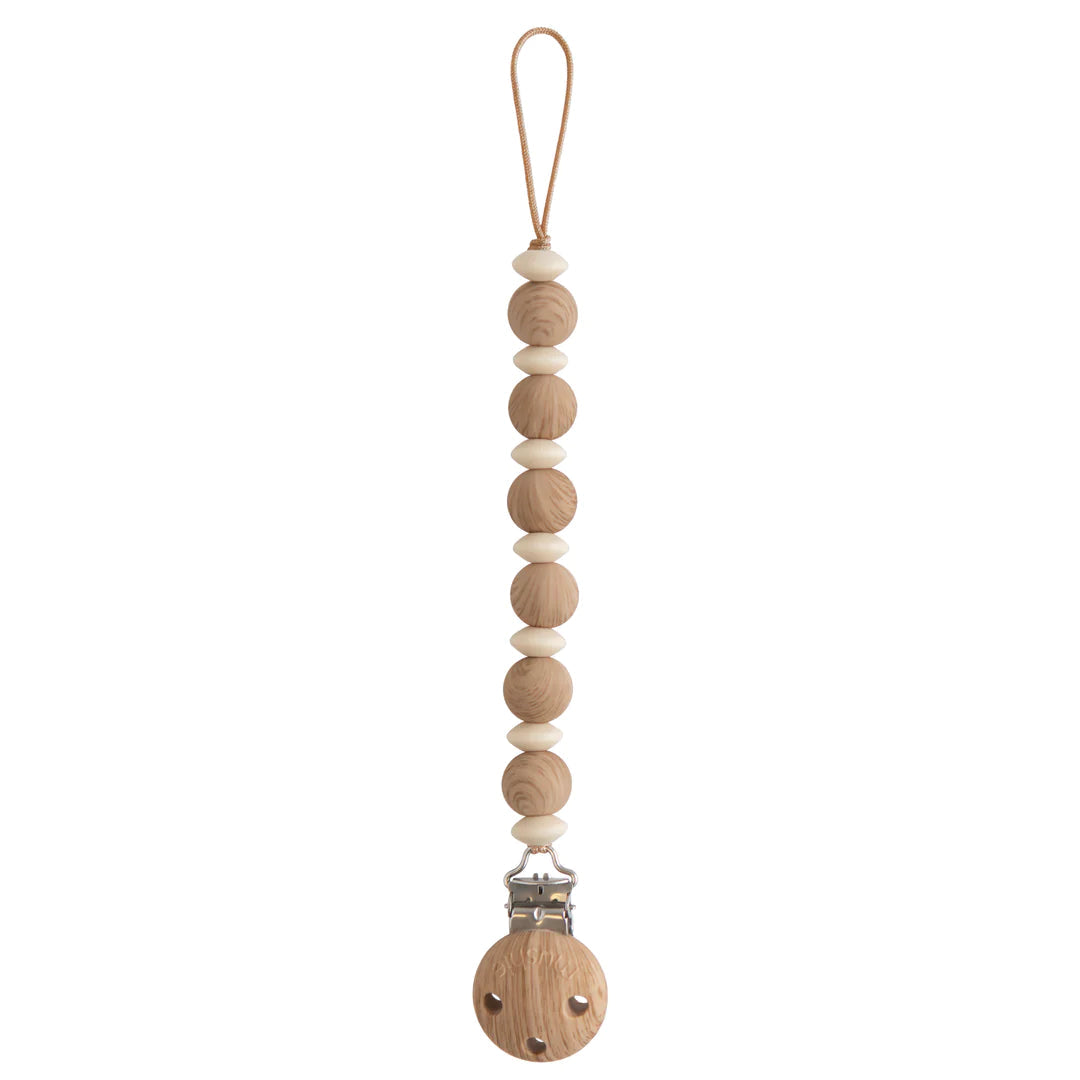 Mushie lant suzeta din lemn si silicon Luna 0m+, Faux Wood Imagine principală a produsului