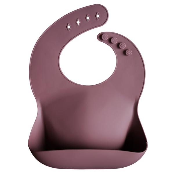 Mushie baveta cu buzunar din silicon 12m+, Dusty Rose 01