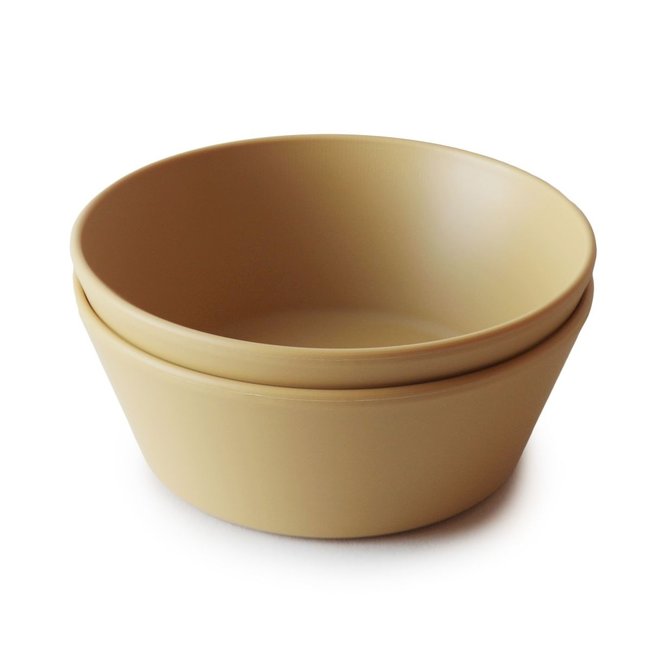 Mushie bol plastic rotund 12m+, Mustard 1 buc