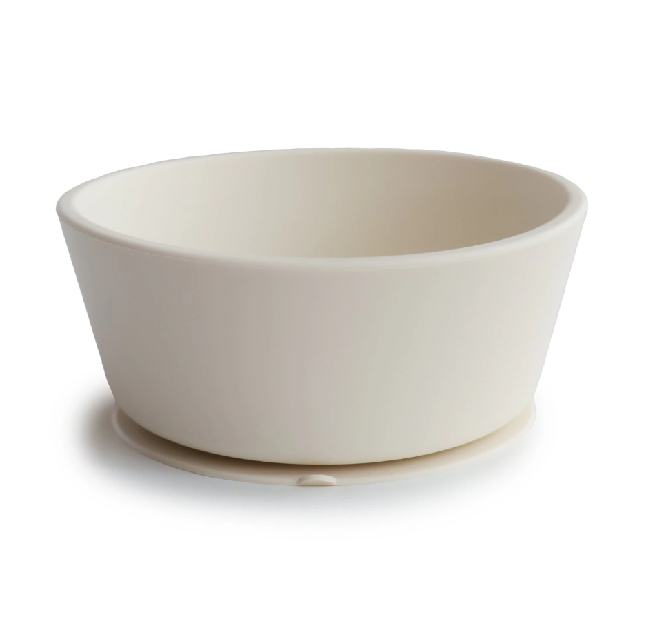 Mushie bol plastic rotund cu ventuza 6m+, Ivory MSB-20007