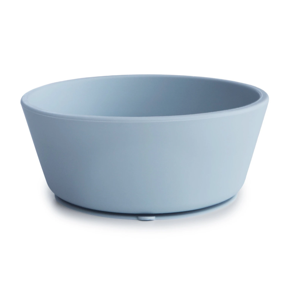 Mushie bol plastic rotund cu ventuza 6m+, Powder Blue 01