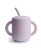 Mushie canita cu capac, maner si pai 6m+ Soft Lilac