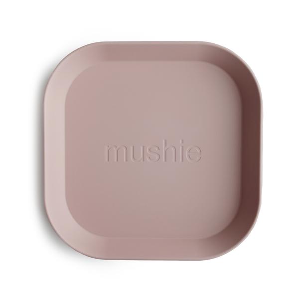 Mushie farfurie plastic plata patrata 12m+, Blush