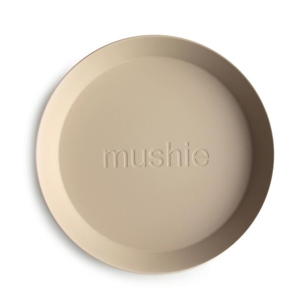 Mushie farfurie plastic plata rotunda 12m+, Vanilla