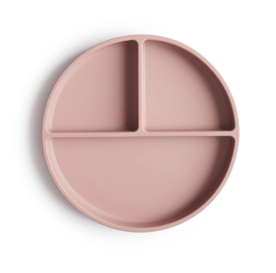Mushie farfurie plata compartimentata cu ventuza 6m+, Blush 01