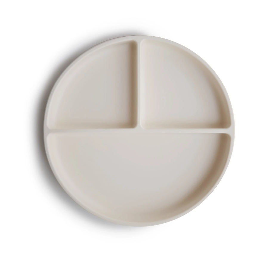 Mushie farfurie plata compartimentata cu ventuza 6m+, Ivory 01