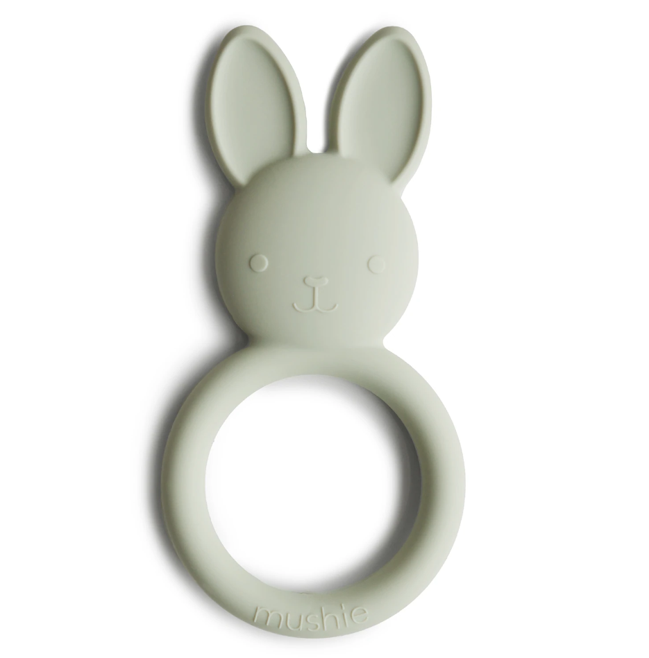Mushie jucarie dentitie silicon 3m+, Bunny Teether Sage 01