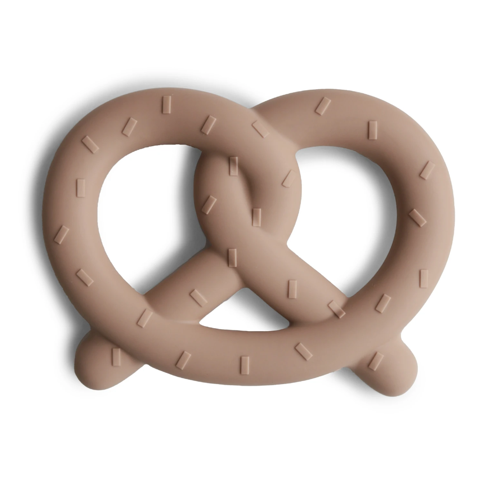 Mushie jucarie dentitie silicon 3m+, Pretzel Teether Natural 01
