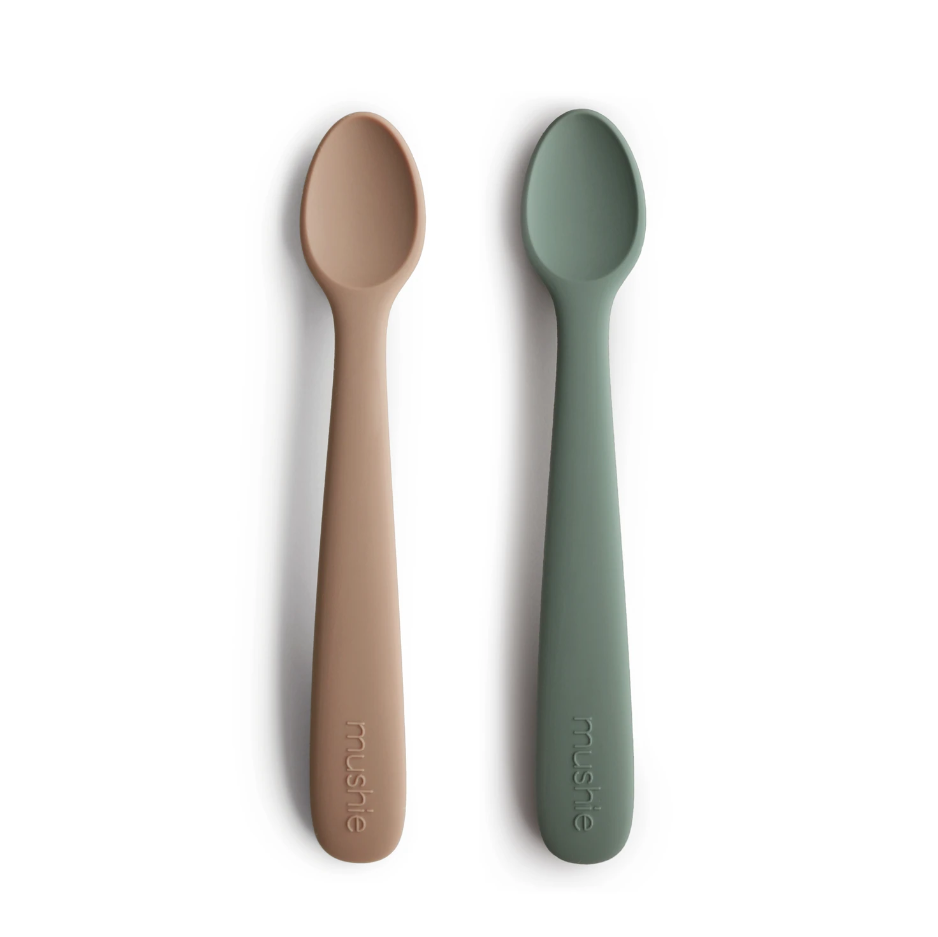 Mushie set 2 lingurite silicon 6m+, Dried ThymeNatural  01 Imagine principală a produsului