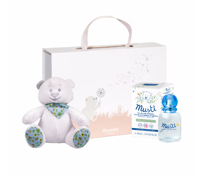 Mustela pachet apa de ingrijire parfumata copii 50 ml + Ursulet 0m+