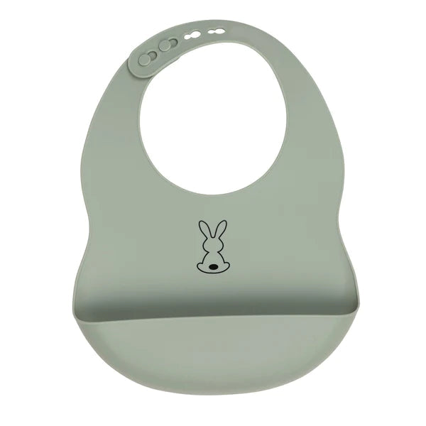 Nattou baveta silicon cu buzunar 6m+, Green