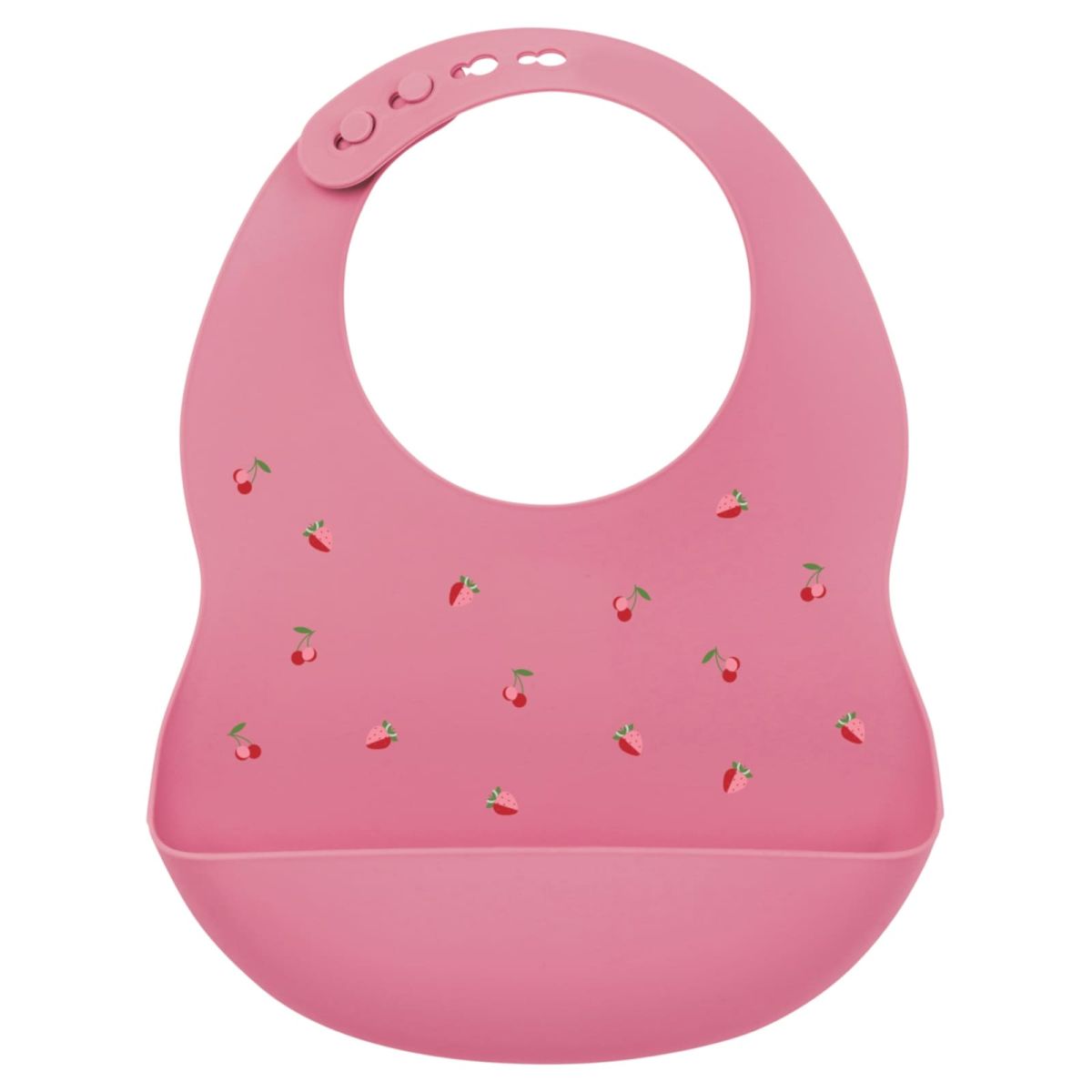 Nattou baveta silicon cu buzunar 6m+, Printed Raspberry