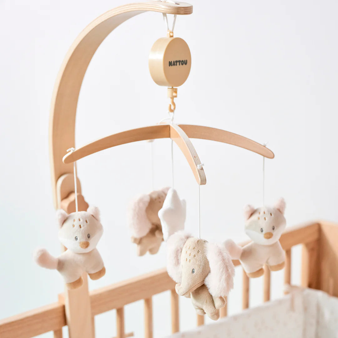 Nattou carusel muzical din lemn 0m+ Oli