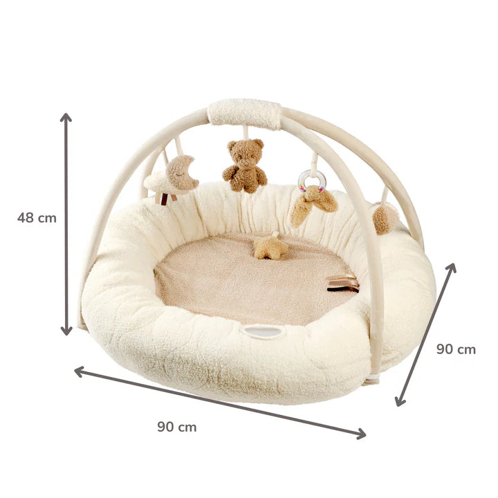 Nattou covor de jaoca 90 cm cu arcada si margini captusite 0m+ Teddy Ecru