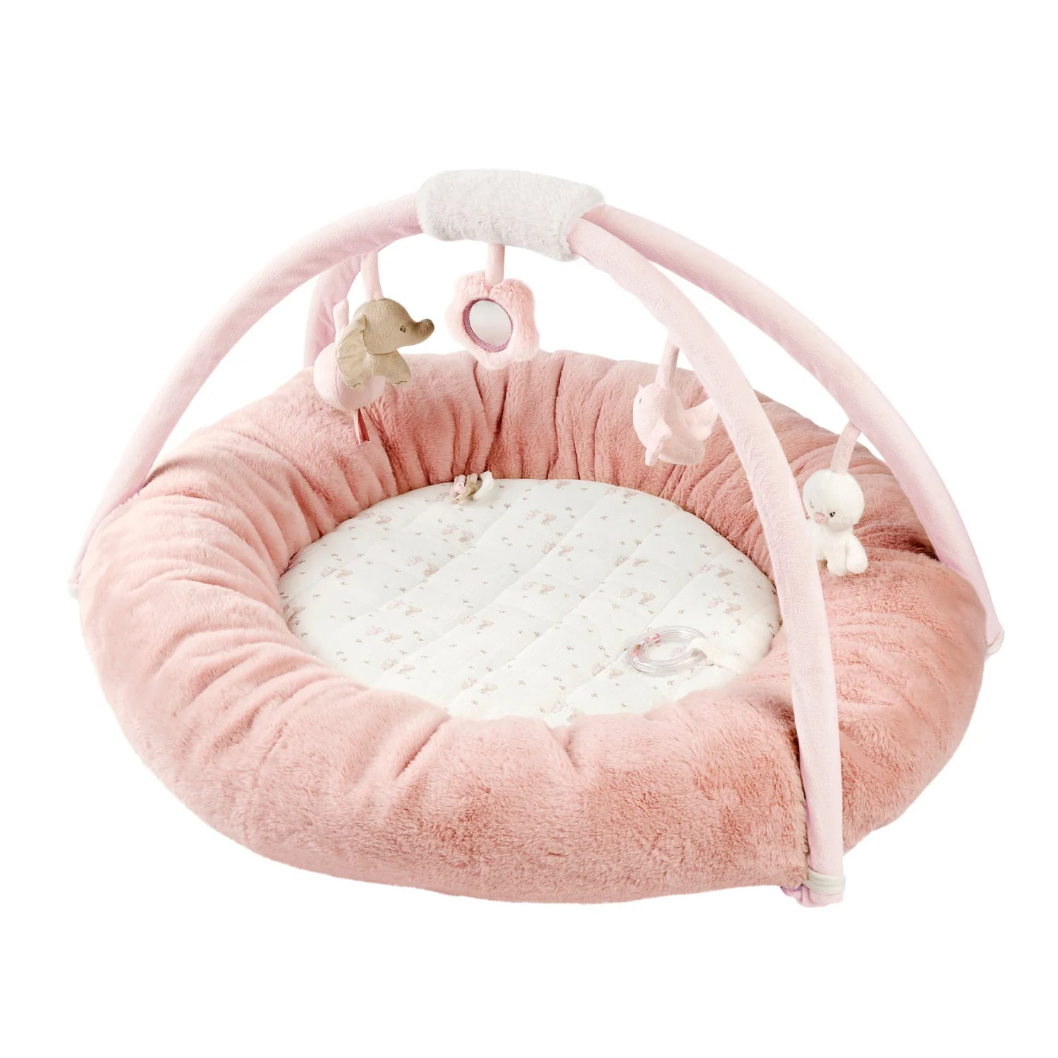 Nattou covor de joaca 90 cm cu arcada si margini captusite 0m+ FanFan Pink