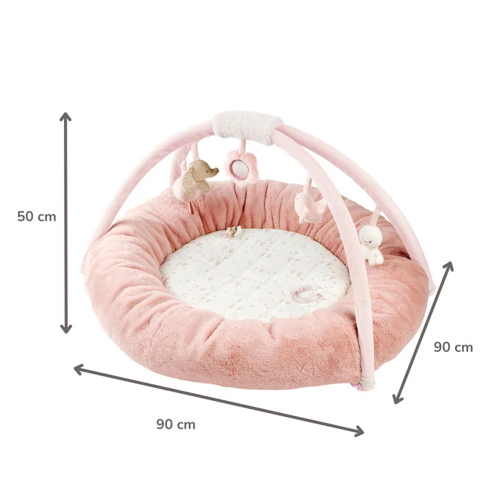 Nattou covor de joaca 90 cm cu arcada si margini captusite 0m+ FanFan Pink