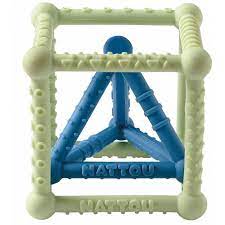 Nattou jucarie dentitie Soft Silicon cub si piramida 0m+ Green&Blue Imagine principală a produsului