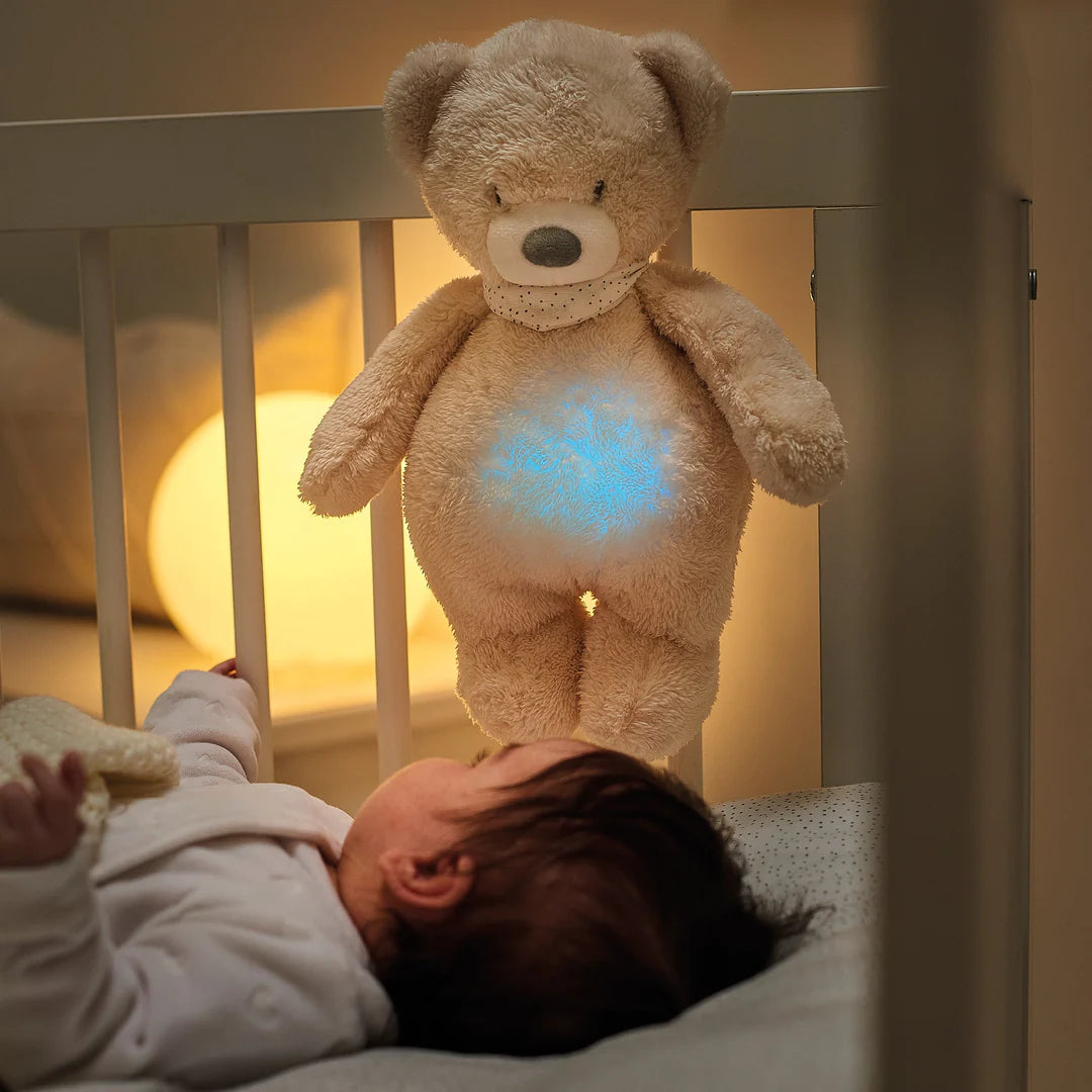 Nattou jucarie plus muzicala cu lampa de veghe 30 cm 0m+ Ursulet bej