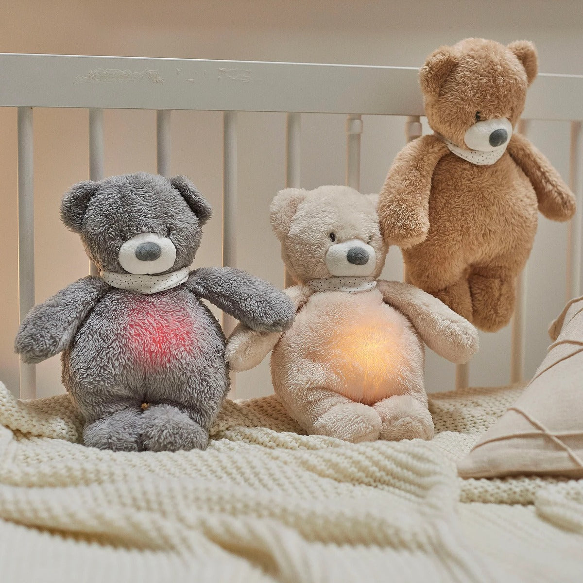 Nattou jucarie plus muzicala cu lampa de veghe 30 cm 0m+ Ursulet maro