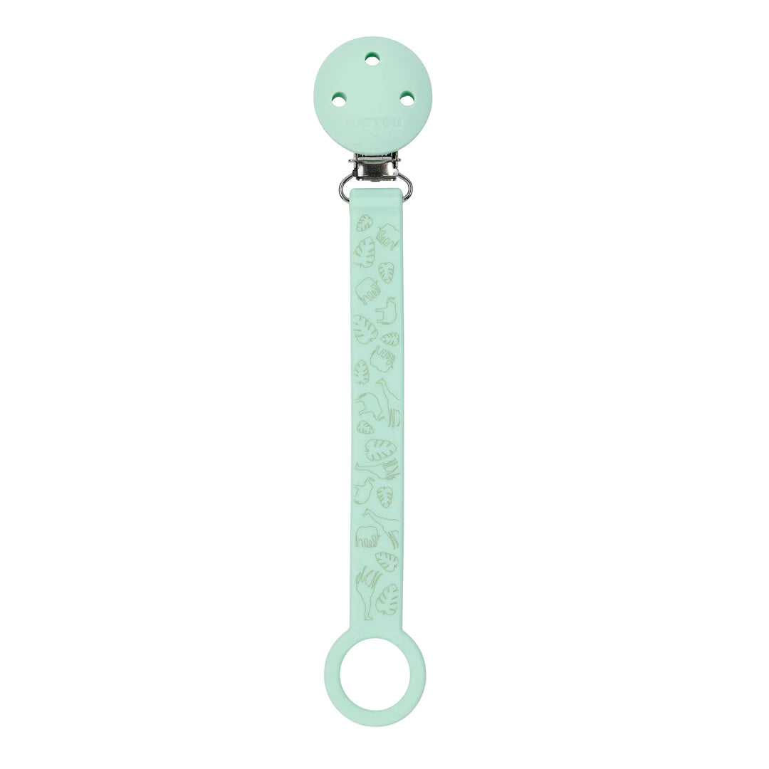 Nattou lant suzeta din silicon 0m+ Menta cu model