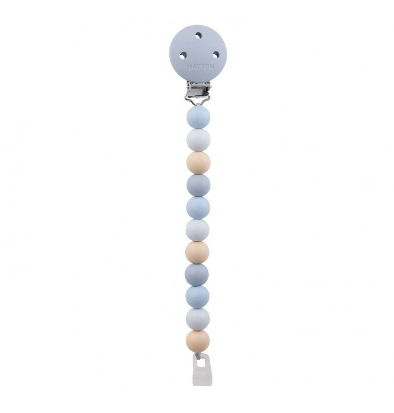 Nattou lant suzeta universala din silicon tip clip 0m+ Multicolor Blue Imagine principală a produsului