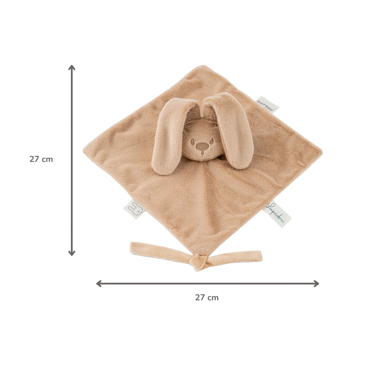 Nattou paturica de dormit din plus 27x27 cm 0m+ Lapidou Iepure-Beige