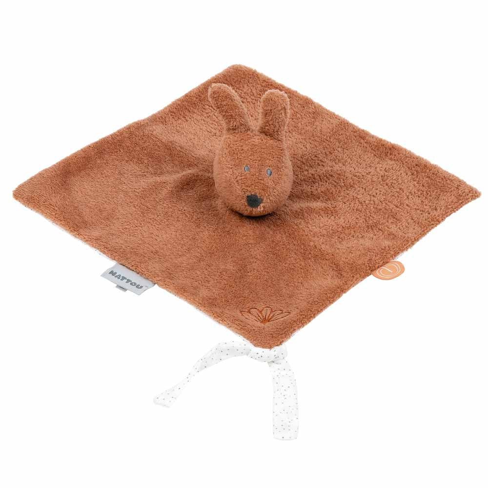 Nattou paturica de dormit din plus 27x27 cm 0m+ Susie & Bonnie Iepurasul Bonnie Brown Imagine principală a produsului