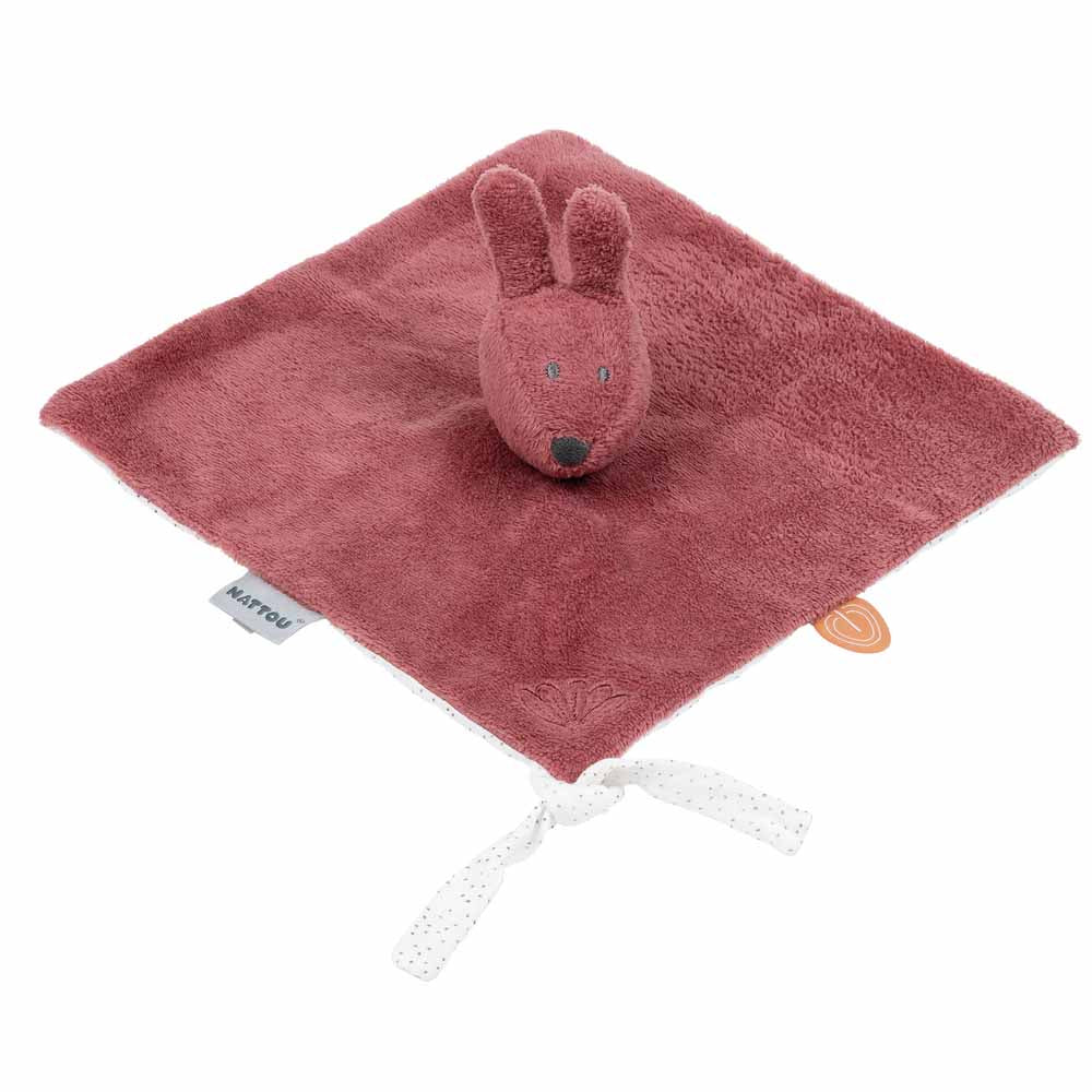 Nattou paturica de dormit din plus 27x27 cm 0m+ Susie & Bonnie Iepurasul Bonnie Pink Imagine principală a produsului