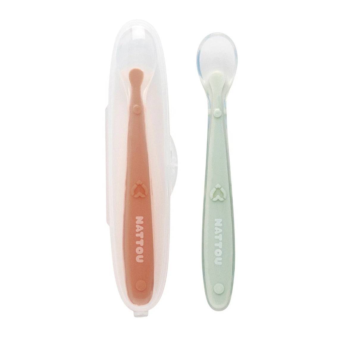 Nattou set 2 lingurite din silicon cu cutie 12m+